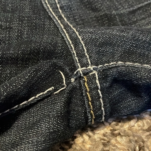 Seven 7 Bootcut Jeans Women’s 28 Dark Wash Denim Distressed Cowgirl Mid-rise - Picture 12 of 16